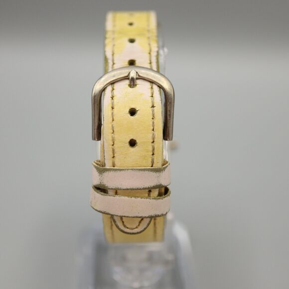 Mossimo Silver Tone Square Barrel Watch Yellow Leather Strap w New Battery - Picture 7 of 13